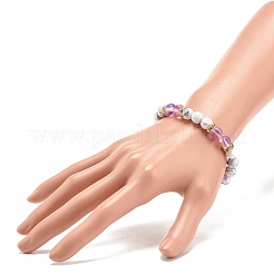 Эластичный круглый браслет из синтетического лунного камня и говлита с бусинами BJEW-JB07878