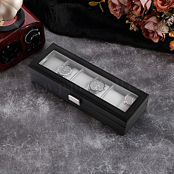 Boîtes de rangement pour montres en cuir PU à 6 emplacement&nbsp;LBOX-WH0007-002A