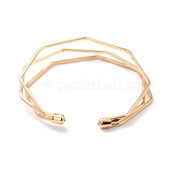 トリプルラインカフバングル  女性用ワイヤーラップアイアンオープンバングル  ゴールドカラー  内径：2-3/8インチ（5.9cm）&nbsp;BJEW-C010-01G