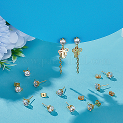 20 пара латунных сережек-гвоздиков KK-ME0002-59