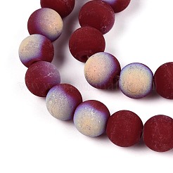 Brins de perles de verre opaques givrées&nbsp;LS-GLAA-T032-P8mm-MBB05