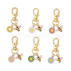 Подвесные украшения из сплава с эмалью в виде цветов и пчел HJEW-JM03788