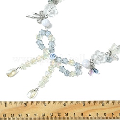 合金ちょう結び&犬&熊ペンダントネックレス  アクリル＆ガラスビーズチェーンの女性のための絶妙なネックレス  アンティークシルバー  17.32インチ（44cm）&nbsp;NJEW-FZ00005