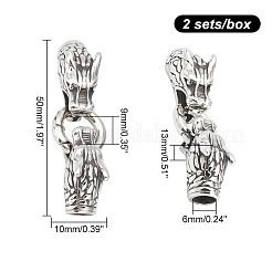 2 ensemble d'anneaux de porte à ressort en acier inoxydable 304 de style tibétain&nbsp;STAS-UN0040-66