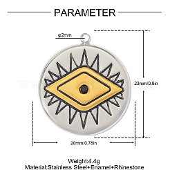 Pendentifs en acier inoxydable 304 avec émail noir et strass noir&nbsp;SA-OY003-49G