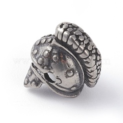 316サージカルステンレススチールグラディエーターヘルメットビーズ  アンティークシルバー  15x8x12mm  穴：2mm&nbsp;STAS-F190-12AS