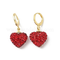 Серьги-гвоздики с застежкой-молнией в форме сердца из латуни и страз EJEW-K289-10G