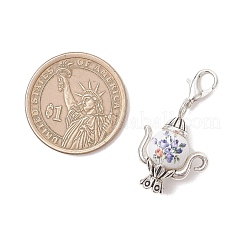 Декоративные подвески в виде чайника из стекла с принтом и аэрозольной росписью.&nbsp;HJEW-JM04733