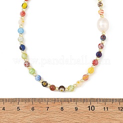 Collane da donna fatte a mano con perline rotonde in vetro millefiori.&nbsp;NJEW-JN06659