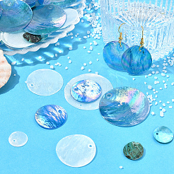 60 шт. 6 плоских круглых подвески из ракушек капиз&nbsp;SSHEL-SC0001-45