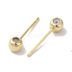 真鍮スタッドイヤリングを見つける  鉛フリー＆カドミウムフリー  ラウンド  24KGP本金メッキ  16x4mm  穴：0.9mm  ピン：12x1mm&nbsp;KK-K383-04B-G