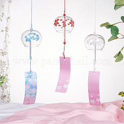 3 Stück 3 Stile japanisches Glas rund mit Sakura-Muster Windspiele&nbsp;HJEW-BC0001-56