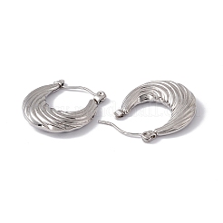 変色しない304ステンレススチール製クロワッサンフープピアス（女性用）  ステンレス鋼色  20.5x20x3.5mm  ピン：0.6mm&nbsp;EJEW-E199-09P