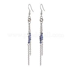 Круглые серьги-подвески из натурального содалита из нержавеющей стали 304&nbsp;EJEW-JE06783-02