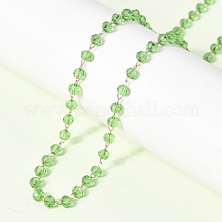 Colliers pour femmes en acier inoxydable 304 avec perles rondelles en verre facettées&nbsp;NJEW-G195-01G-06