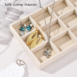 12 Gitter Rechteck Holz mit Samt bedeckt Schmuck Schmuck Display Tabletts&nbsp;AJEW-WH20054-062F-01