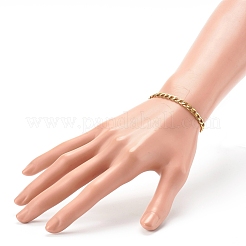304ステンレススチールカーブチェーンブレスレット  女性用カップルブレスレット  18KGP本金メッキ  8インチ（20.2cm）&nbsp;BJEW-JB06272-01