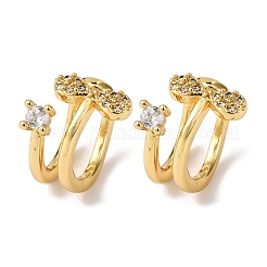 Латунные серьги-манжеты из прозрачного кубического циркония&nbsp;LS-EJEW-D328-02G-02