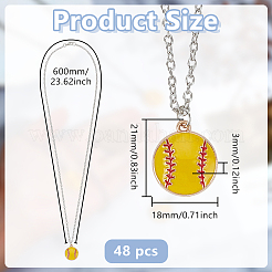 48 шт. бейсбольный сплав желтая эмаль подвеска кабель цепь ожерелья для женщин мужчин&nbsp;NJEW-DR0001-16