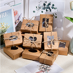 40 шт. 4 стиля прямоугольные подарочные коробки из крафт-бумаги с видимым окошком для ювелирных изделий&nbsp;CON-BBC0001-15