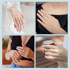9 шт. 9-х стильное открытое кольцо-манжета из нержавеющей стали для женщин RJEW-AN0001-05