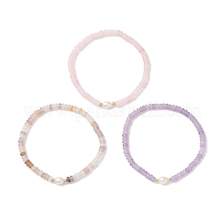 Эластичные браслеты для женщин из натуральных драгоценных камней и культивированного пресноводного жемчуга&nbsp;BJEW-JB13473