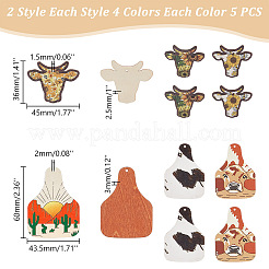 40шт 8 стильные односторонние большие подвески из липы с принтом WOOD-AR0001-35