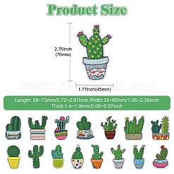 15 шт. 15 стили нашивок на одежду из полиэстера с изображением кактуса&nbsp;PATC-CJ0001-04