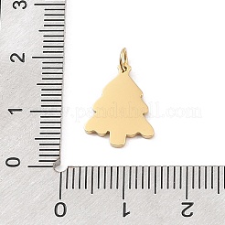 クリスマステーマ 304 ステンレススチールペンダント  エナメルと丸カン付き  14KGP本金メッキ  クリスマスツリー  15x11.5x1mm  穴：3mm&nbsp;STAS-F305-02