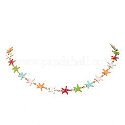 Цепочки-колье из нержавеющей стали Ocean 304 с разноцветной эмалью в виде морской звезды&nbsp;NJEW-JN05806