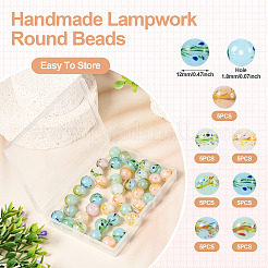 35 шт. 7-х цветные круглые бусины ручной работы в технике лэмпворк LAMP-TA0001-58