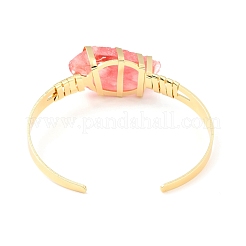 Bracciale rigido con perline a forma di occhio di cavallo in vetro con pietra di anguria&nbsp;G-D458-01G-09-RS