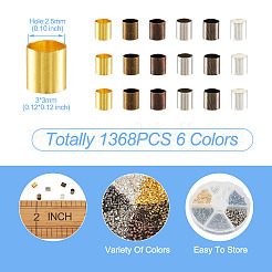 1368 шт. 6 цвета латунные обжимные бусины KK-YS0001-09