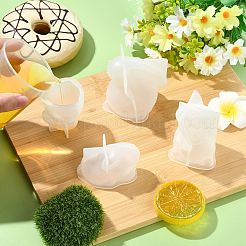 4 moule en silicone pour bougies 3D en forme de lapin&nbsp;ST-CJ0043-047