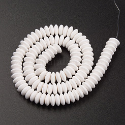 手作り樹脂粘土ビーズ連売り  フラットラウンド  乳白色  8.5~9x3.5mm  穴：1.6mm  約112個/連  15.75インチ〜16.14インチ（40~41cm）&nbsp;X-CLAY-N008-064-A03