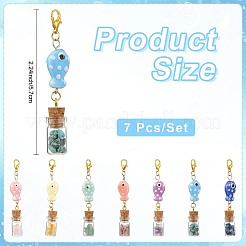7 pieza de adornos colgantes de porcelana y vidrio hechos a mano&nbsp;HJEW-FS00111