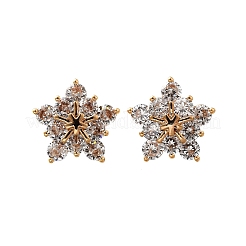 Латунные микро проложить серьги стержня кубического циркония EJEW-R018-10G-01