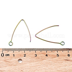 イオンプレーティング(IP) 304 ステンレススチール ピアスフック  耳ワイヤー  水平ループ付き  虹色  29~30x20x0.9mm  穴：2mm  19ゲージ  ピン：0.9mm&nbsp;STAS-F191-02M-B
