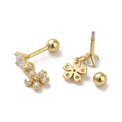 925 женская серьга-гвоздик из стерлингового серебра с микропаве из циркония EJEW-E307-05G