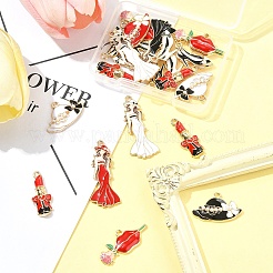 24шт 6 стиля подвески из сплава с эмалью&nbsp;ENAM-FS0002-70