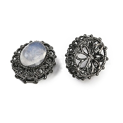 Латунные паве из натурального радужного лунного камня овальные многорядные звенья G-C172-06B