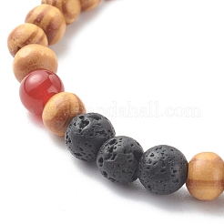 Bracelets extensibles en perles de bois naturel&nbsp;BJEW-JB06595