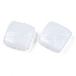 アクリルビーズ  天然石風  正方形  ホワイト  20x20x9mm  穴：1.6mm  約150個/500g&nbsp;OACR-N131-020A