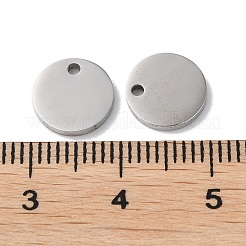 変色しない304ステンレススチールチャーム  空白タグのスタンプ  フラットラウンドのチャーム  ステンレス鋼色  9x1.3mm  穴：1.4mm&nbsp;LS-STAS-Q308-09D-P