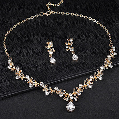 Ожерелья с подвесками из сплава со стразами и серьги-гвоздики в форме капли&nbsp;FS-WG8CB40-02