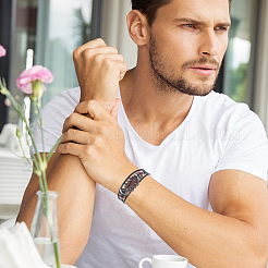 1 Armband aus Legierung und Lederkordel für Damen und Herren&nbsp;BJEW-CL0001-56