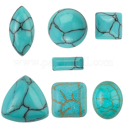 112 шт. 7 стиля окрашенных синтетических бирюзовых кабошонов&nbsp;TURQ-SP0001-02