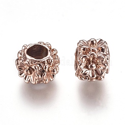 合金ヨーロピアンビーズ  長持ちメッキ  大穴ビーズ  花柄とロンデル  ローズゴールド  10x7mm  穴：5mm&nbsp;PALLOY-J218-199RG-AAA