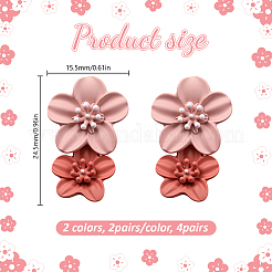 4 пара двухцветных сережек-гвоздиков из цинкового сплава и смолы&nbsp;EJEW-GO0002-04