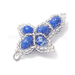 Окрашенная синтетическая императорская яшма с подвесками из стеклянных бусин&nbsp;PALLOY-MZ01119-02